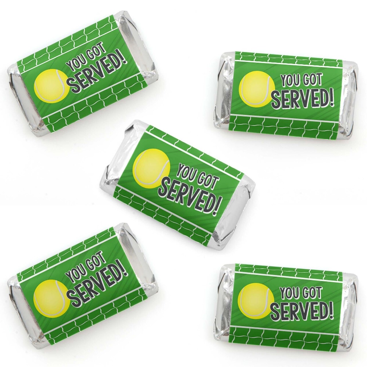 Big Dot of Happiness You Got Served - Tennis - Mini Candy Bar Wrapper Stickers - Baby Shower or Tennis Ball Birthday Party Small Favors - 40 Count